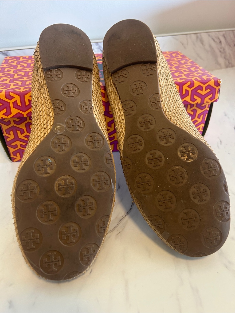 Tory Burch Metallic Gold Reva Logo Ballet Flats - Picture 9 of 12